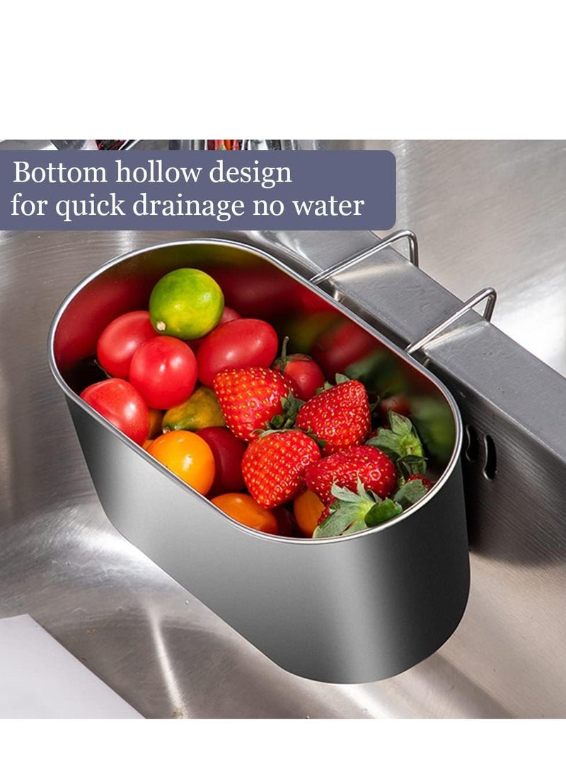 Loquat Multifunctional Hanging Sink Drain Strainer Basket for Filter Kitchen Waste and Wash Vegetables Fruits (Silver) - Image 5