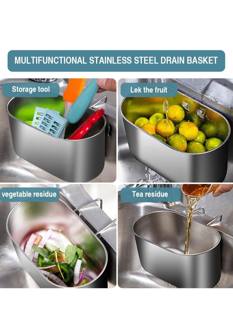 Loquat Multifunctional Hanging Sink Drain Strainer Basket for Filter Kitchen Waste and Wash Vegetables Fruits (Silver) - Image 4