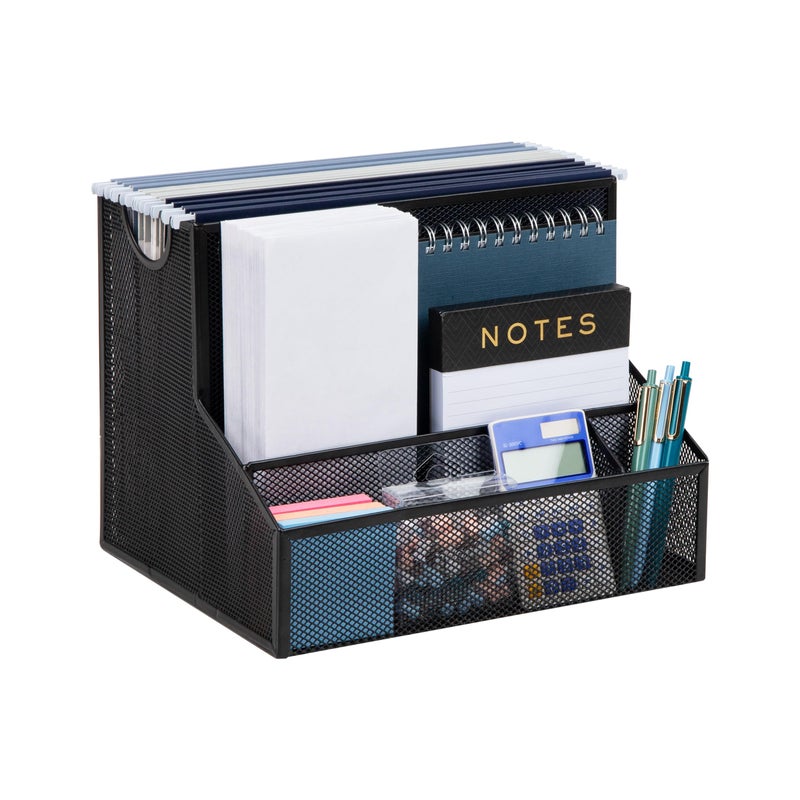 Mind Reader Desktop Organizer, Vertical File Storage, Letter Size, Office, Metal Mesh, 12.15"L x 9.5"W x 9.5"H, Black - Image 1