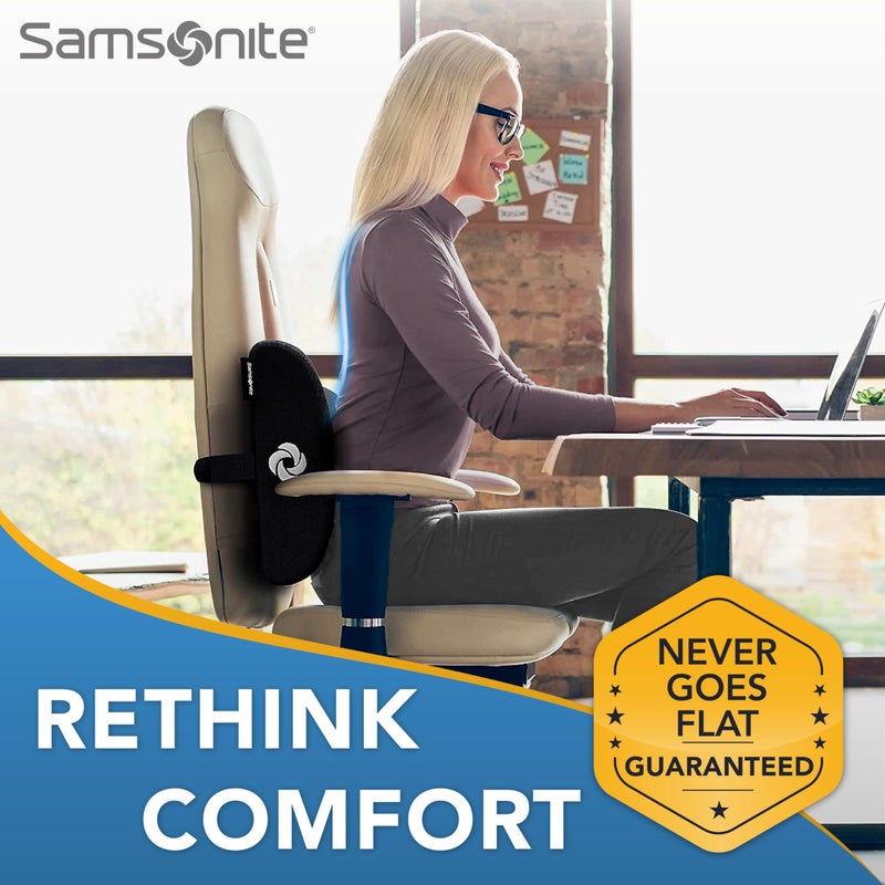 Samsonite SAMSONITE Lumbar Support Pillow For Office Chair and Car Seat, Perfectly Balanced Memory Foam , Versatile Use Lower Back Cushion - Image 2