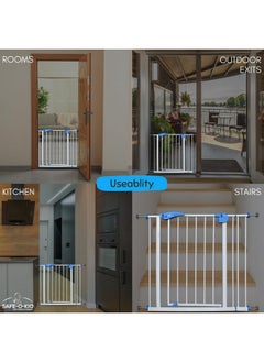 Safe-O-Kid ® Tot Tamer Pure Metal Baby Safety Gate With 1 Year Manufacturer Warranty, (75-85 Cm) Adjustable, 2 Way Auto Close, Barrier For Stairs, Door And Hallways, Barrier Fence- Blue  - Image 3