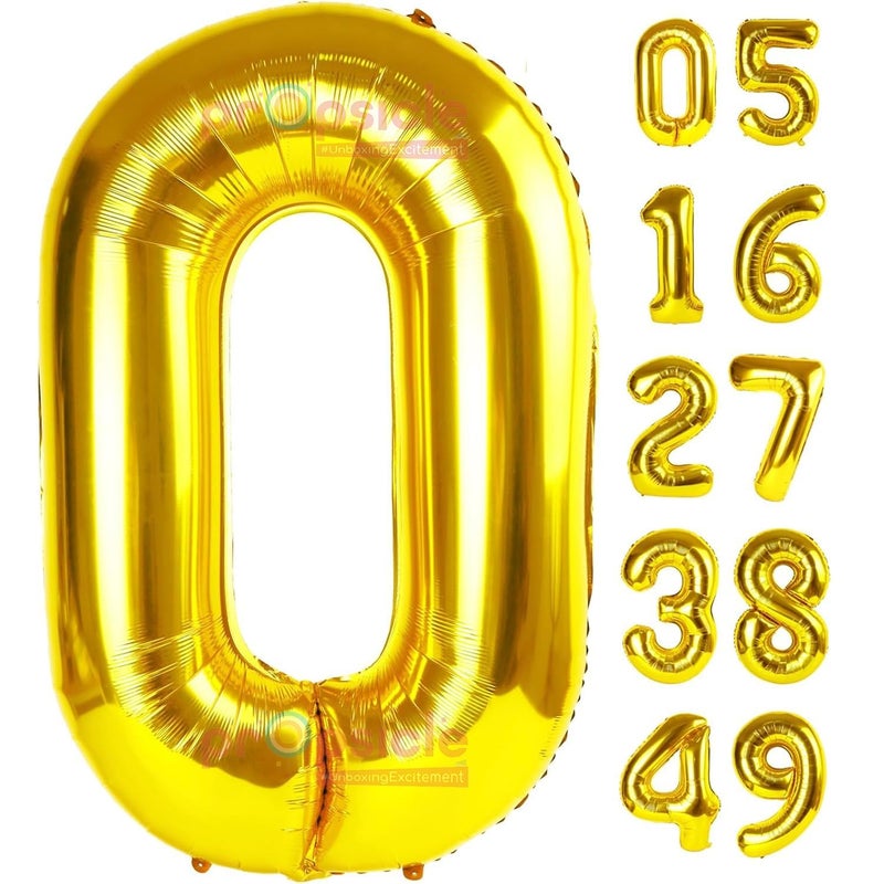 Propsicle 32 inch Birthday Foil 0 Number Helium Balloon Party Decoration Golden Pack of 1  0 No Balloons BirthdayAnniversary  10 Year Zero Number - Image 1