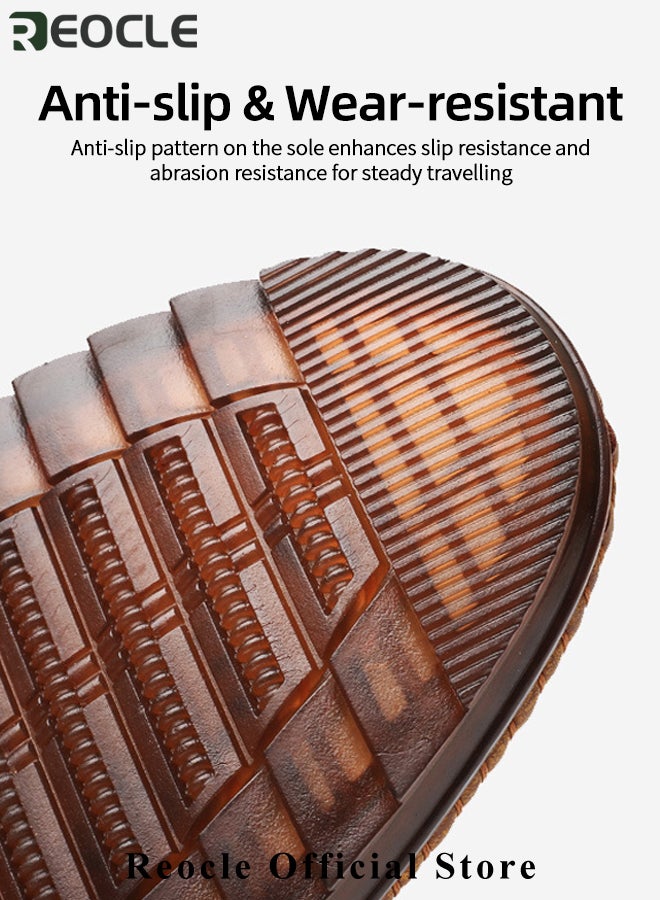 REOCLE Men's Loafers Comfy Slip-On Casual Walking Flats with Rubber Anti-slip Sole & Breathable PU Upper & Comfortable Insole Formal Business Dress Shoe - Image 5