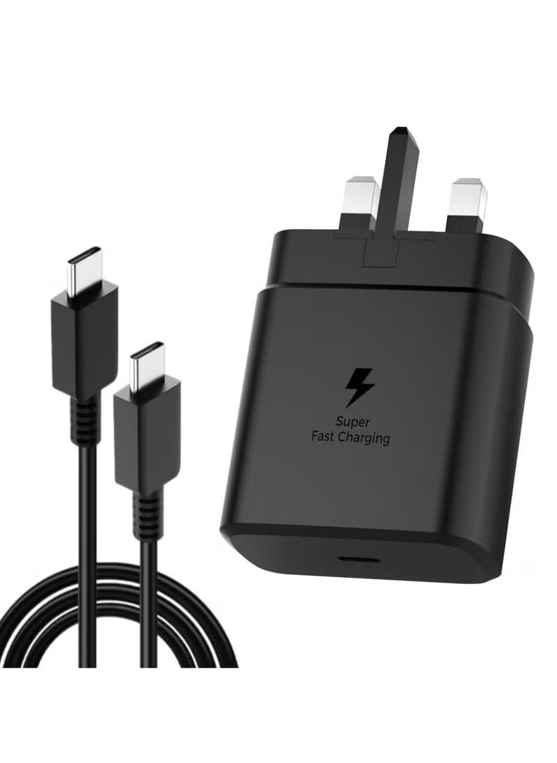 45W USB C Super Fast Charging Charger with 1 m Cable - Compatible with S25 S24 S23 S22 S21 S20 Ultra, S24+ S23+ S22+ S21+, A53, A15, A54, Fold, Flip - Type C Power Adapter