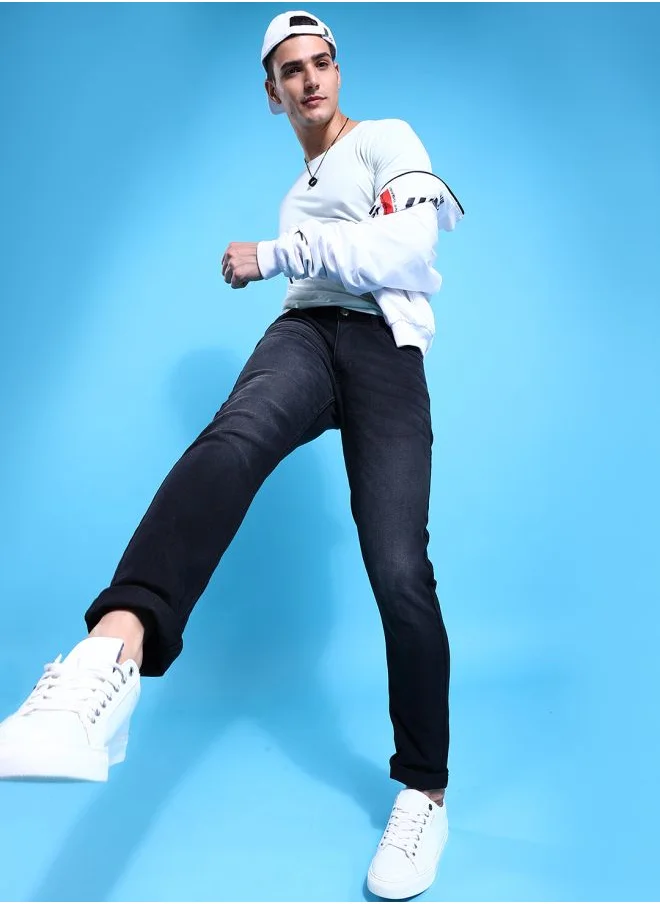 شركة المرآب الهندية Men Slim Fit Solid Mid-Rise Jeans