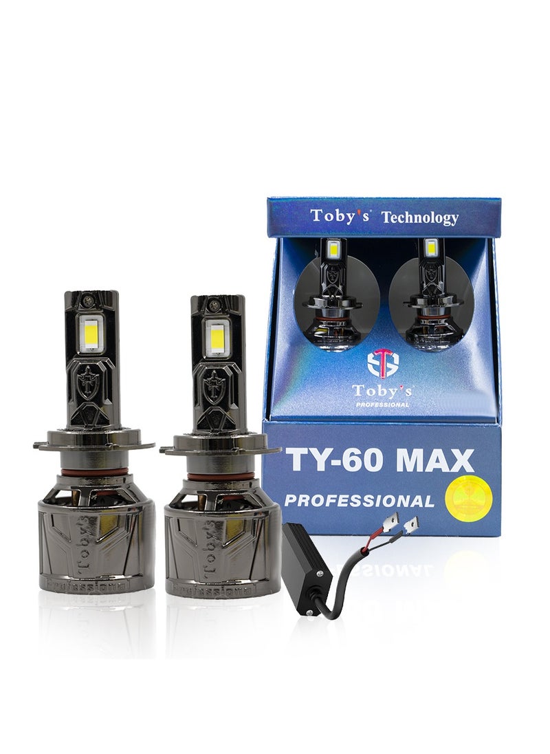 Toby's - Toby's TY60 MAX H1 2 Pieces 60Watts Car LED Headlight Bulbs Original 120W/Pair Power 12000 Lumens/pair With Color Temperature 6500K - Image 1