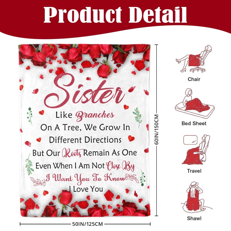 Lavua Mothers Day Blanket Gifts for Sister - Sister Birthday Gifts - Sisters Gift from Sisters Brother - Birthday Gift for Sister's - Best Sister's Ever Present for Women - Throw Blanket 50" x 60" - Image 5