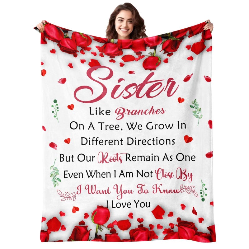 Lavua Mothers Day Blanket Gifts for Sister - Sister Birthday Gifts - Sisters Gift from Sisters Brother - Birthday Gift for Sister's - Best Sister's Ever Present for Women - Throw Blanket 50" x 60" - Image 1