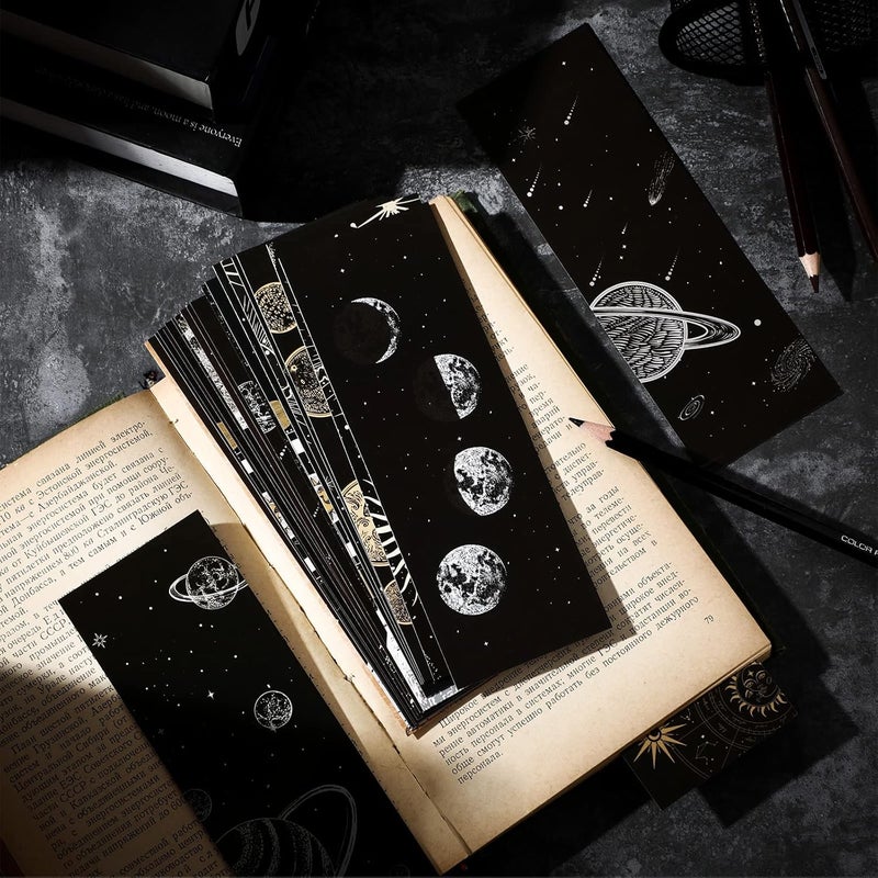 Woanger 72 Pcs Space Moon Bookmarks  Celestial Double Sided Bookmarks for Kids Teens  Students  Bulk Book Marks for Reading Moon Party Favors - Image 4