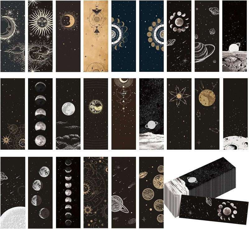 Woanger 72 Pcs Space Moon Bookmarks  Celestial Double Sided Bookmarks for Kids Teens  Students  Bulk Book Marks for Reading Moon Party Favors - Image 1