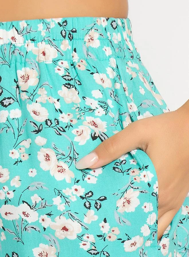 Clovia Clovia Floral Print Notch Neck Top and Pyjama Set