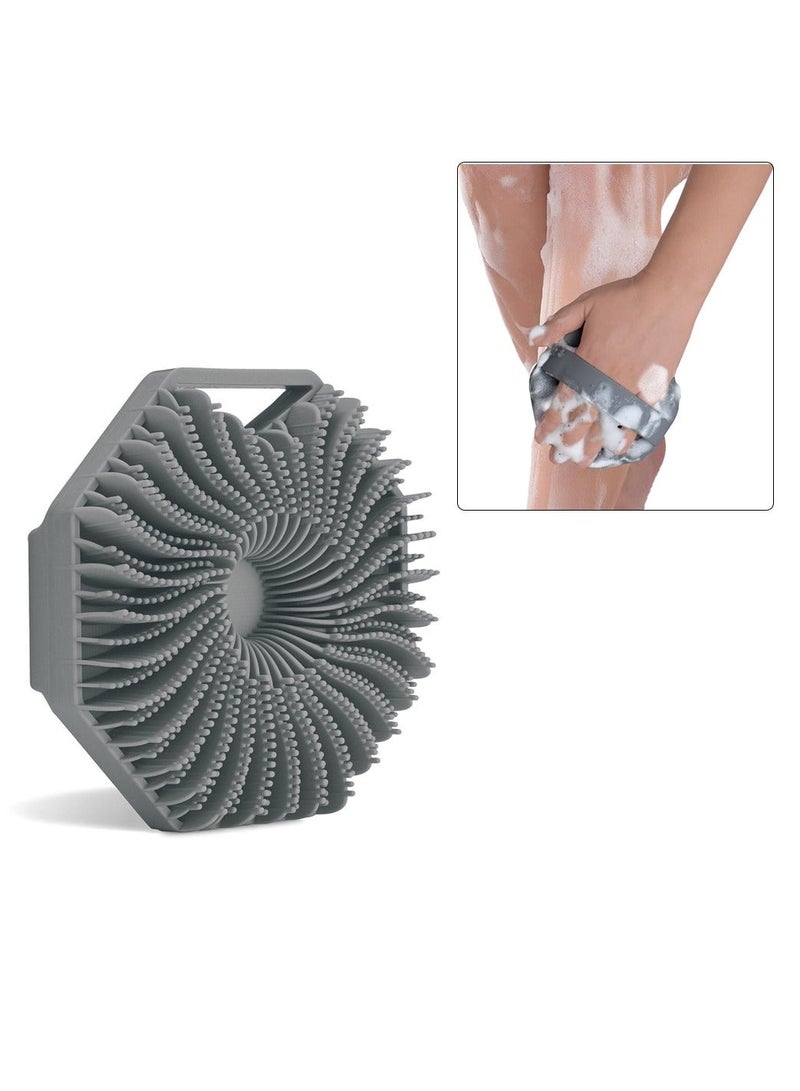 Loquat Antimicrobial Silicone Body Scrubber Exfoliating Bath Body Brush for Sensitive Skin Eco Friendly Shower Scrubber for Body Deep Cleaning Brush with Non-Slip Handle Gentle Massage - Image 1