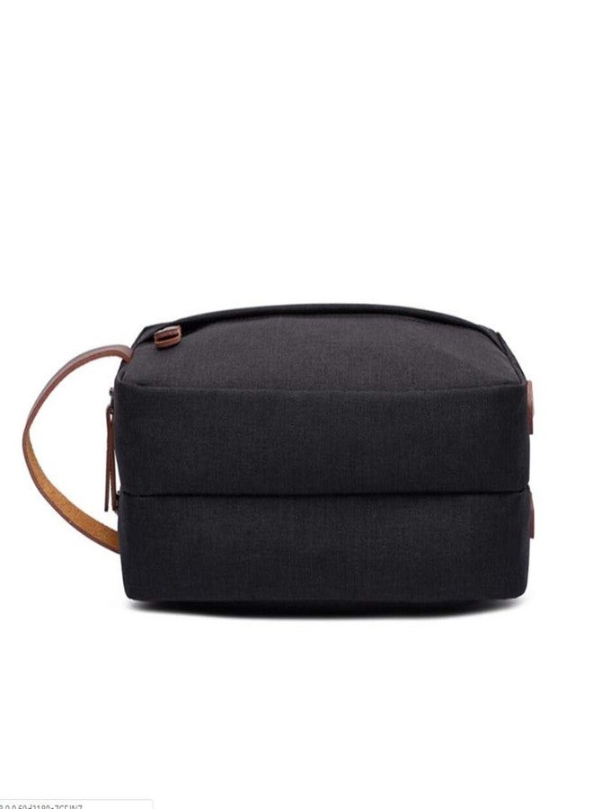 Tumecos Men’s Toiletry Bag Leather Waxed Canvas Shaving Dopp Kit Travel Accessories Organizer Bag (Gray2) - Image 3