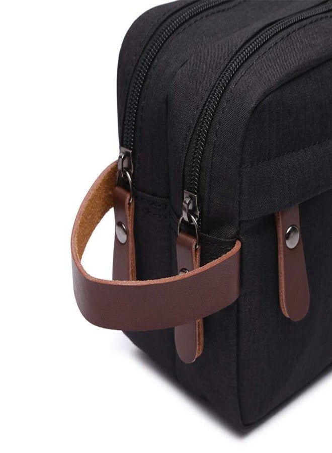 Tumecos Men’s Toiletry Bag Leather Waxed Canvas Shaving Dopp Kit Travel Accessories Organizer Bag (Gray2) - Image 5