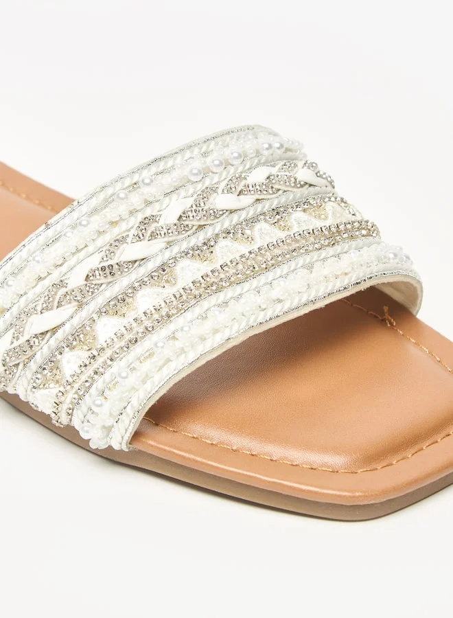 Celeste Womens Embellished Open Toe SlipOn Sandals
