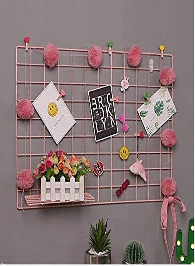 Pixie Daisy Metal Photo Frame Display Grid Wall Mount Picture Organizer,Mesh Frame Grid,Multi-Color Hanging Frame|Clip Holder Photo Frame|Memory Photo|Home Decor|Deginer Wall Décor for Home|40&40cm| (Pink) - Image 1