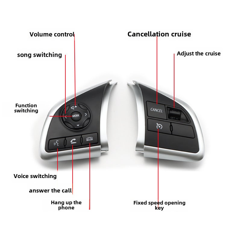Generic Multi-Function Steering Wheel Button 8602A057 for Mitsubishi L:8616A037 silver edge 