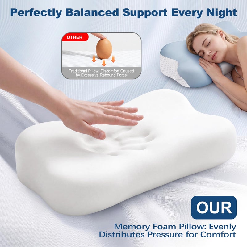 VYLEE Memory Foam Pillow, Neck Pillow, Ergonomic Pillow, Cervical Pillow - Image 3