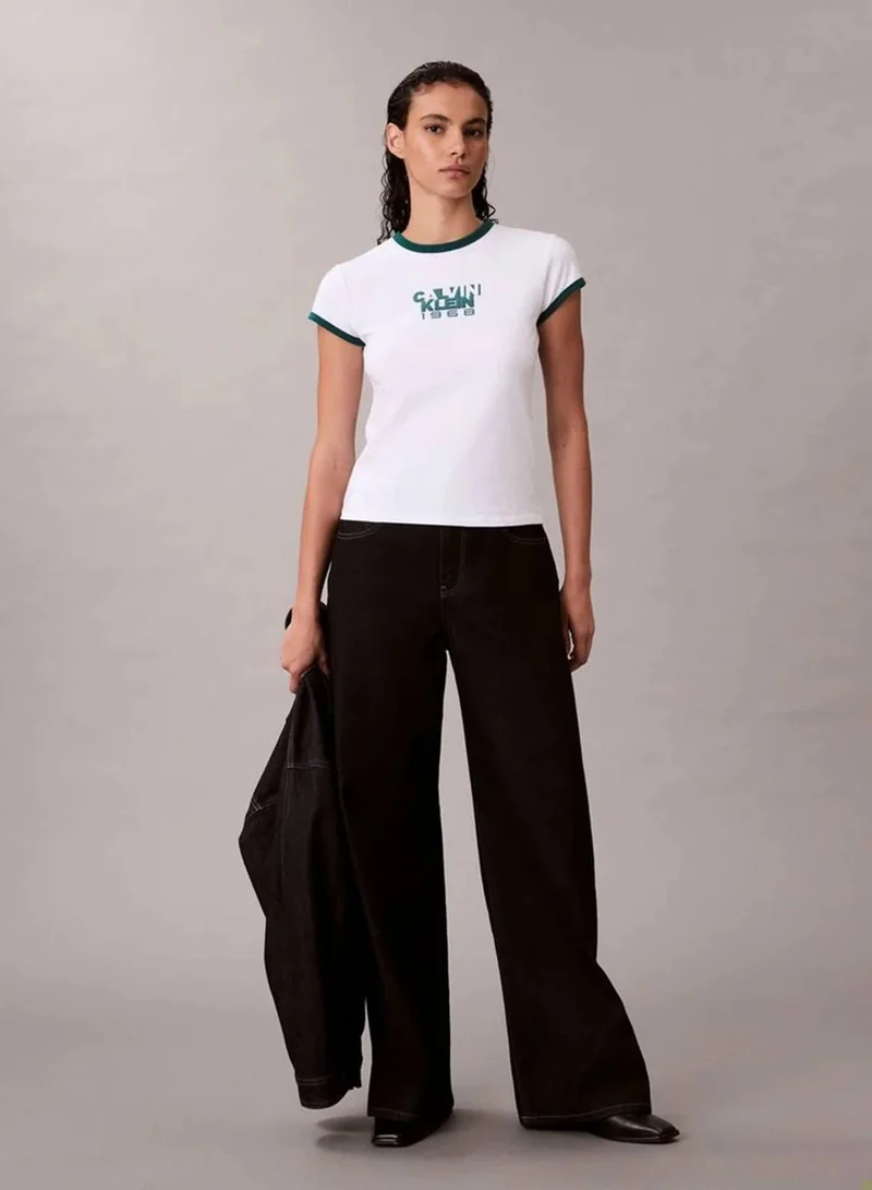 Calvin Klein Jeans Brilliant White 1968 Logo Graphic Baby Tee for Women | Best Price UAE