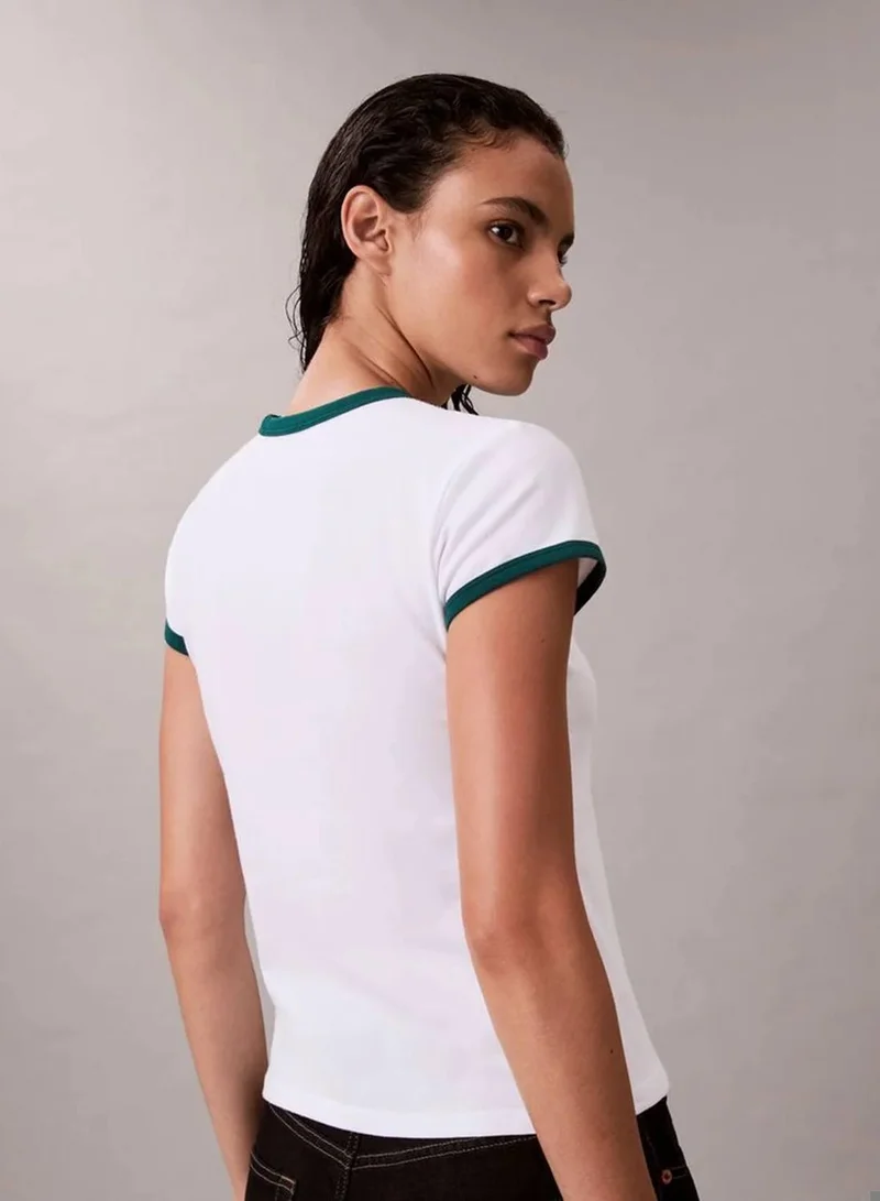 Calvin Klein Jeans Brilliant White 1968 Logo Graphic Baby Tee for Women | Best Price UAE