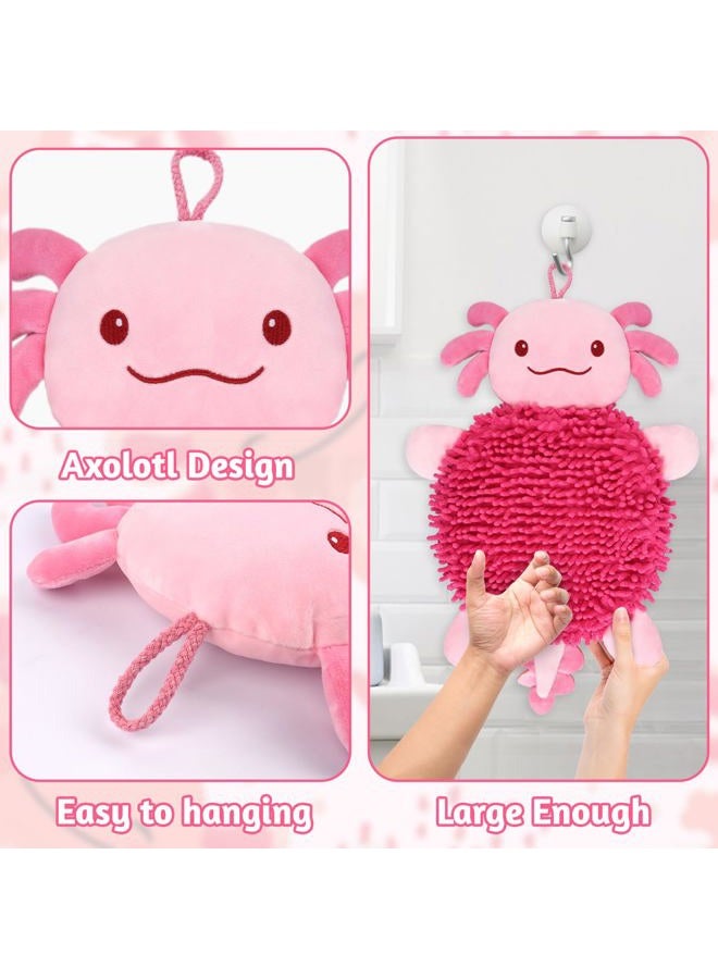 JEROKUMI Fuzzy Ball Hand Towel，Cute Axolotl Pink Hand Towels with Hanging Loops Soft Decorative Bathroom Towels, Quick Dry Chenille Microfiber Hand Towels for Bathroom Kitchen - Image 5