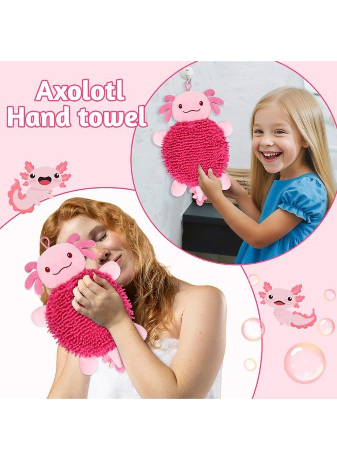 JEROKUMI Fuzzy Ball Hand Towel，Cute Axolotl Pink Hand Towels with Hanging Loops Soft Decorative Bathroom Towels, Quick Dry Chenille Microfiber Hand Towels for Bathroom Kitchen - Image 4