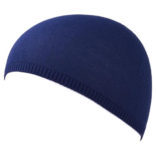 CHARM Mens Kufi Prayer Hat - Islam Cap Tight Beanie Summer Sports Skull Cap Navy - Image 1