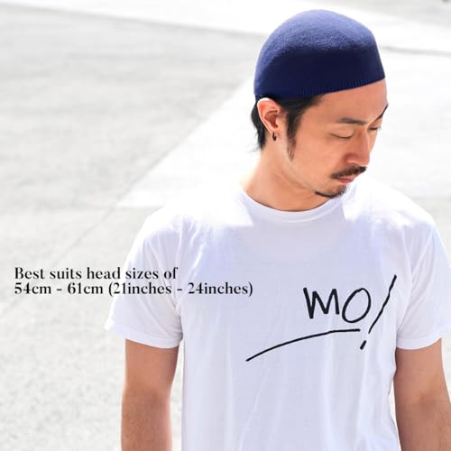 CHARM Mens Kufi Prayer Hat - Islam Cap Tight Beanie Summer Sports Skull Cap Navy - Image 4