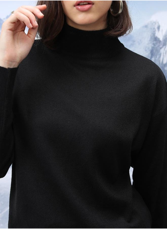 Tokyo Talkies Solid Turtle Neck Sweater by Styli  - Image 5