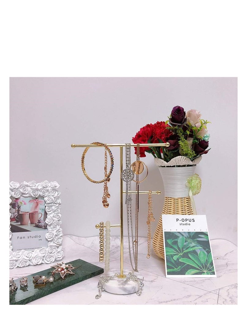 KASTWAVE - Jewelry Necklace Display Holder T-Bar Jewelry Organizer Stand Plated Metal Tabletop Jewelry Organizer Tower for Hanging Pendant Earring Bracelet Rings Keys Watches Accessories - Image 1