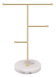 Jewelry Necklace Display Holder T-Bar Jewelry Organizer Stand Plated Metal Tabletop Jewelry Organizer Tower for Hanging Pendant Earring Bracelet Rings Keys Watches Accessories