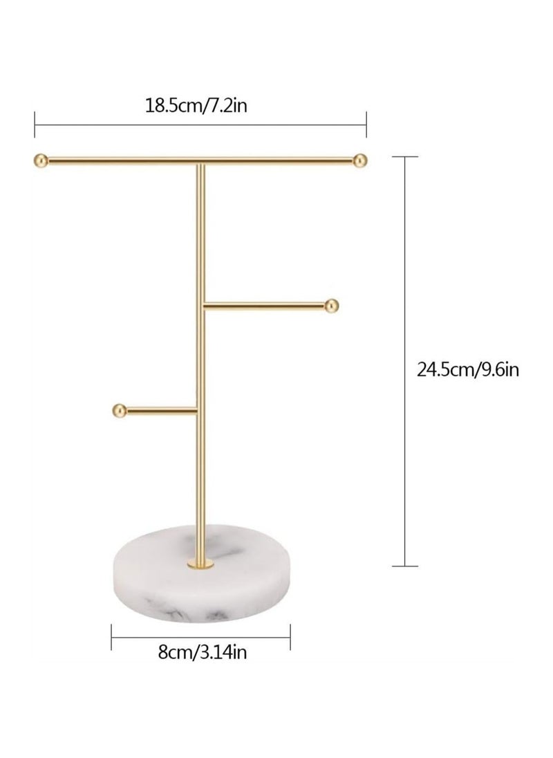 KASTWAVE - Jewelry Necklace Display Holder T-Bar Jewelry Organizer Stand Plated Metal Tabletop Jewelry Organizer Tower for Hanging Pendant Earring Bracelet Rings Keys Watches Accessories - Image 1
