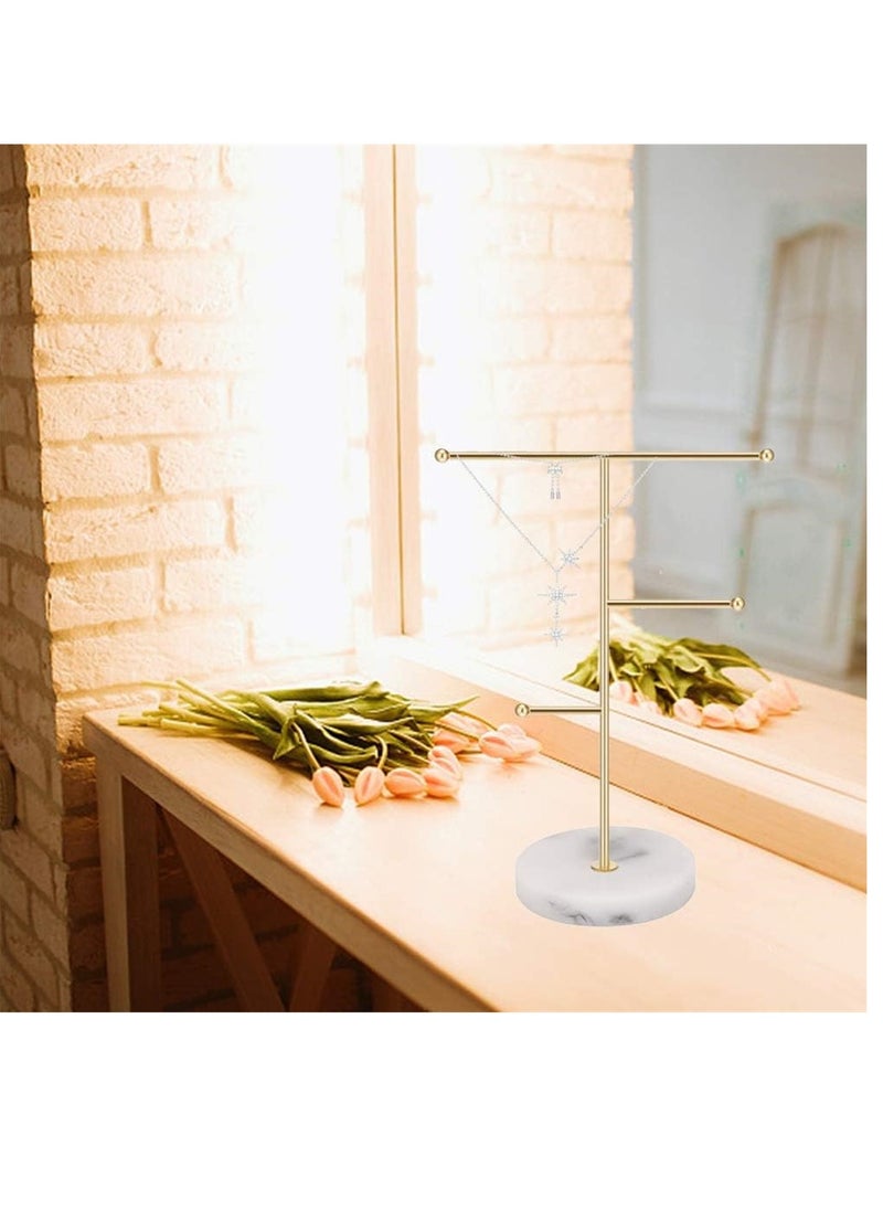 KASTWAVE - Jewelry Necklace Display Holder T-Bar Jewelry Organizer Stand Plated Metal Tabletop Jewelry Organizer Tower for Hanging Pendant Earring Bracelet Rings Keys Watches Accessories - Image 1