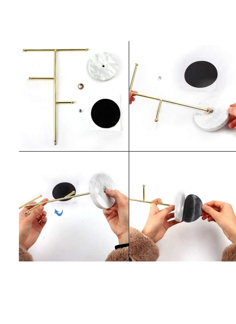 KASTWAVE - Jewelry Necklace Display Holder T-Bar Jewelry Organizer Stand Plated Metal Tabletop Jewelry Organizer Tower for Hanging Pendant Earring Bracelet Rings Keys Watches Accessories - Image 1