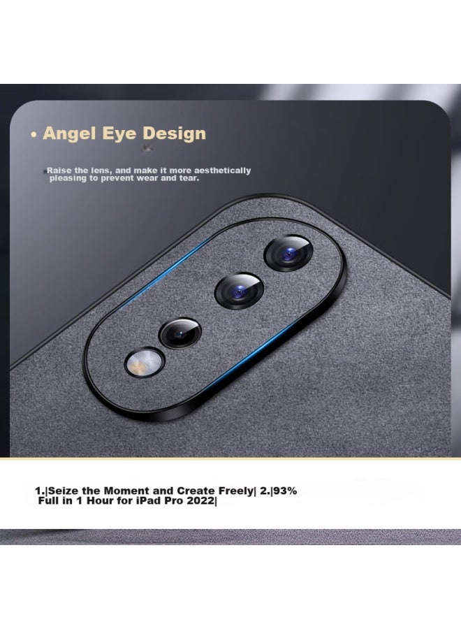 Shangsu, Suitable For Honor 80 Phone Case, Honor 80 Protective Cover, Shockproof, Full Lens Protection, Soft Shell, Simple Luxury, Lambskin Silicone Outer Case, For Women And Men, Leather Case, Gray - Image 2