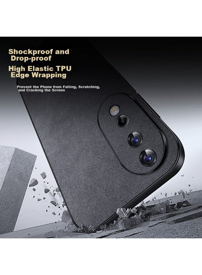 Shangsu, Suitable For Honor 80 Phone Case, Honor 80 Protective Cover, Shockproof, Full Lens Protection, Soft Shell, Simple Luxury, Lambskin Silicone Outer Case, For Women And Men, Leather Case, Gray - Image 5