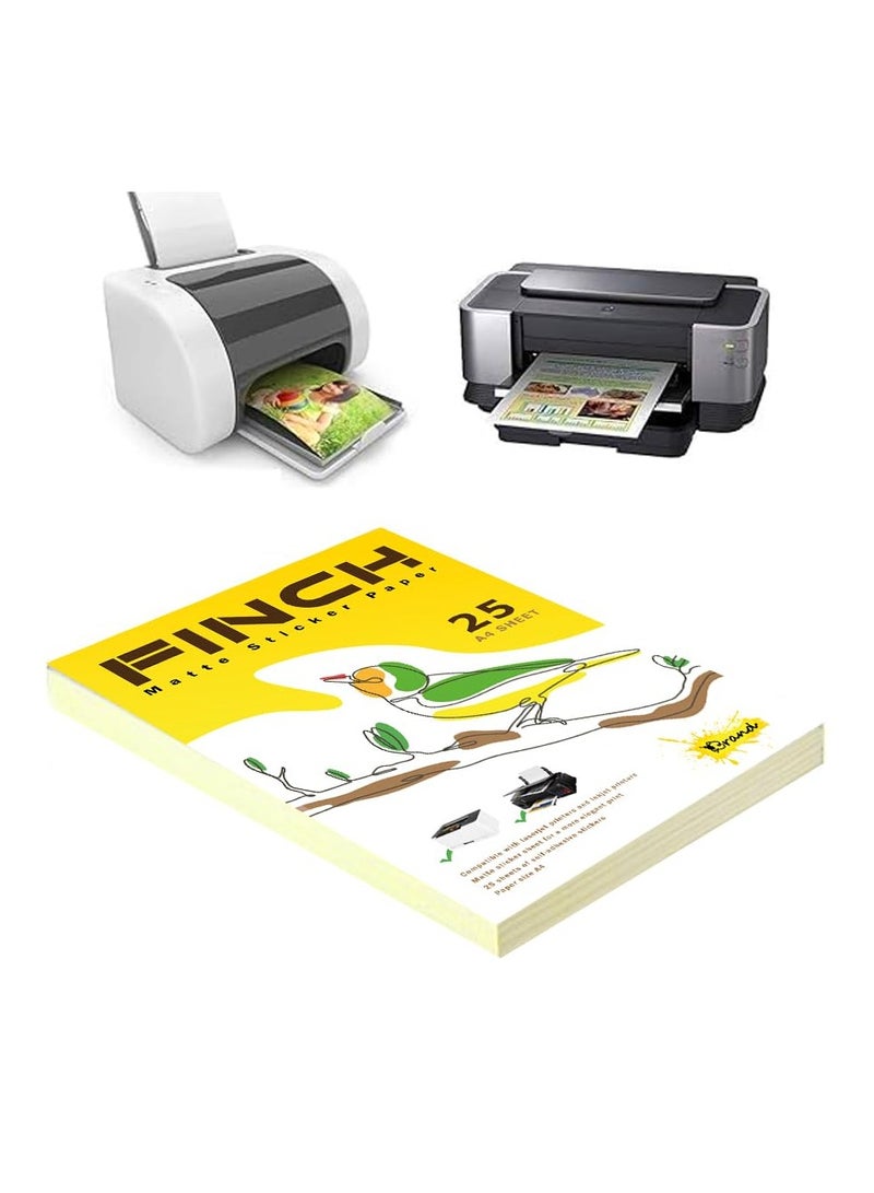 ورق لاصق للطباعة (استيكر) مطفي مقاس A4 من فينچ (FINCH) - متوافق مع طابعات الليزر والحبر - 25 ورقة - Image 5