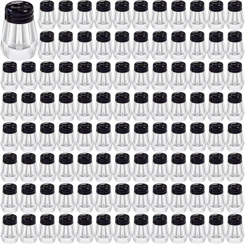 Zopeal 100 Pack Mini Salt and Pepper Shakers Bulk 05 oz Small Glass Salt Shakers with Stainless Lids Tiny Spice Containers Clear Individual Seasonings for Kitchen Restaurants Travel Camp Wed Picnic - Image 1