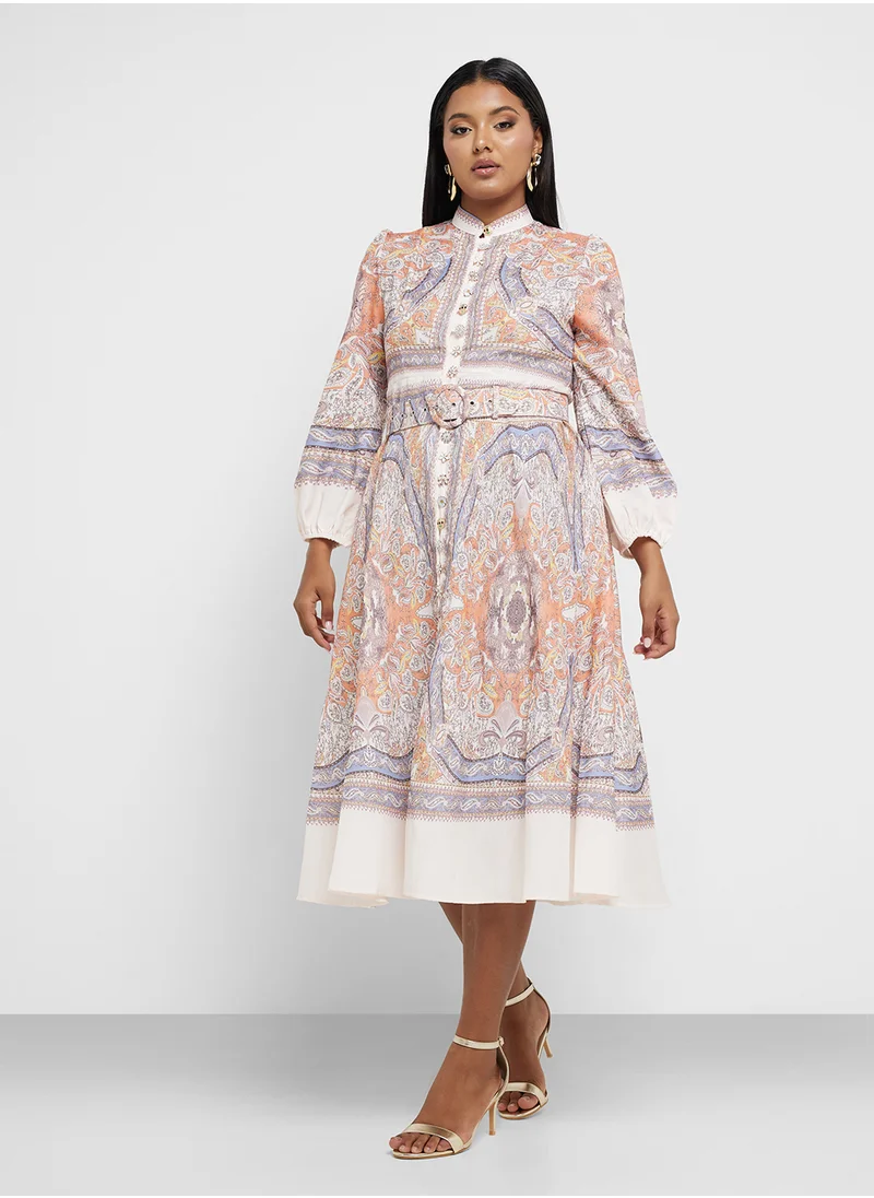 خزانة Paisley Print Midi Dress