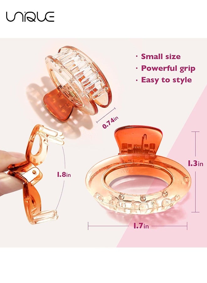 يونيك 4 قطع مقاطع شعر مخلب صغيرة للنساء والفتيات - لون الحلوى 1.7 بوصة مقاطع مخلب الشعر البيضاوي الصغير للشعر الرقيق والمتوسط الناعم - تثبيت قوي لأسنان مشبك القرش - مشابك الفك لطيفة للفتيات - Image 2