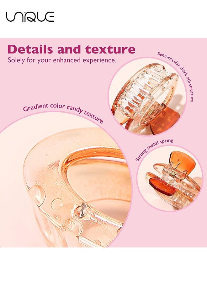 يونيك 4 قطع مقاطع شعر مخلب صغيرة للنساء والفتيات - لون الحلوى 1.7 بوصة مقاطع مخلب الشعر البيضاوي الصغير للشعر الرقيق والمتوسط الناعم - تثبيت قوي لأسنان مشبك القرش - مشابك الفك لطيفة للفتيات - Image 3