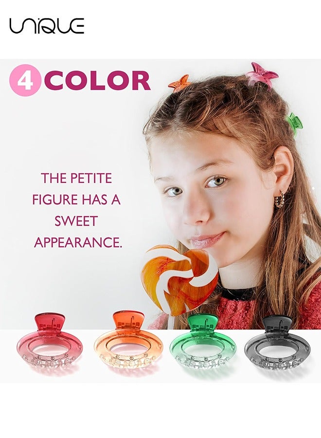 يونيك 4 قطع مقاطع شعر مخلب صغيرة للنساء والفتيات - لون الحلوى 1.7 بوصة مقاطع مخلب الشعر البيضاوي الصغير للشعر الرقيق والمتوسط الناعم - تثبيت قوي لأسنان مشبك القرش - مشابك الفك لطيفة للفتيات - Image 4