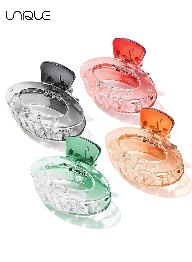 يونيك 4 قطع مقاطع شعر مخلب صغيرة للنساء والفتيات - لون الحلوى 1.7 بوصة مقاطع مخلب الشعر البيضاوي الصغير للشعر الرقيق والمتوسط الناعم - تثبيت قوي لأسنان مشبك القرش - مشابك الفك لطيفة للفتيات - Image 1