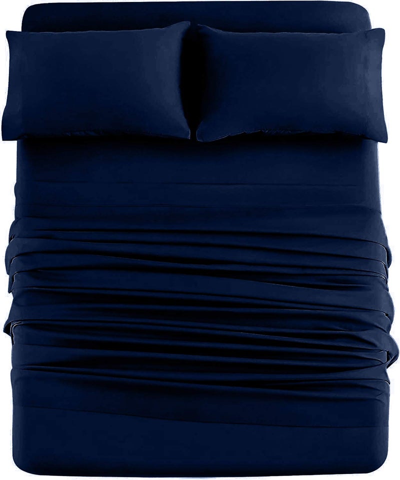 DAN RIVER DAN RIVER Twin Jersey Sheet Set Luxury Heather 100% Cotton Bed Sheets T-Shirt Sheets All Season Bedding Soft Comfortable Deep Pocket Jersey Cotton Bed Sheets (3Pc  Twin  Navy) 