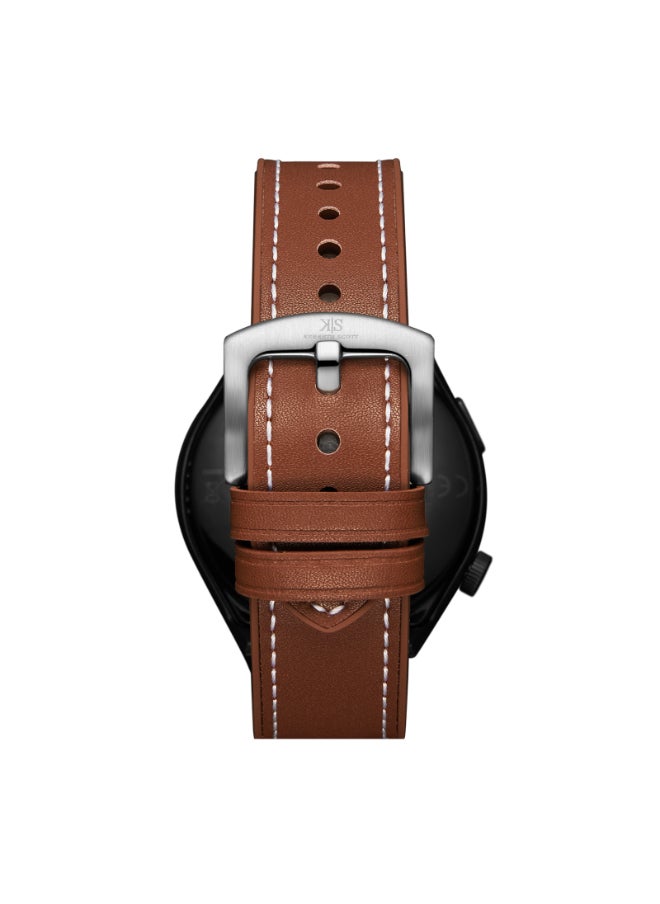 KENNETH SCOTT Unisex Smart Display Watch With Black & Brown Leather & Silicone Strap - KG10X-XSBBD  - Image 4