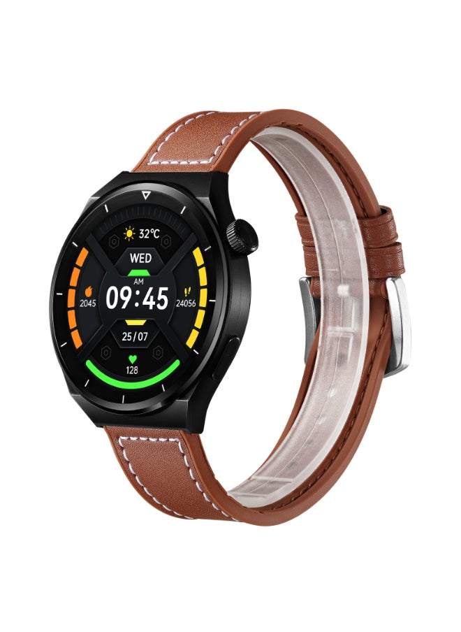 KENNETH SCOTT Unisex Smart Display Watch With Black & Brown Leather & Silicone Strap - KG10X-XSBBD  - Image 3