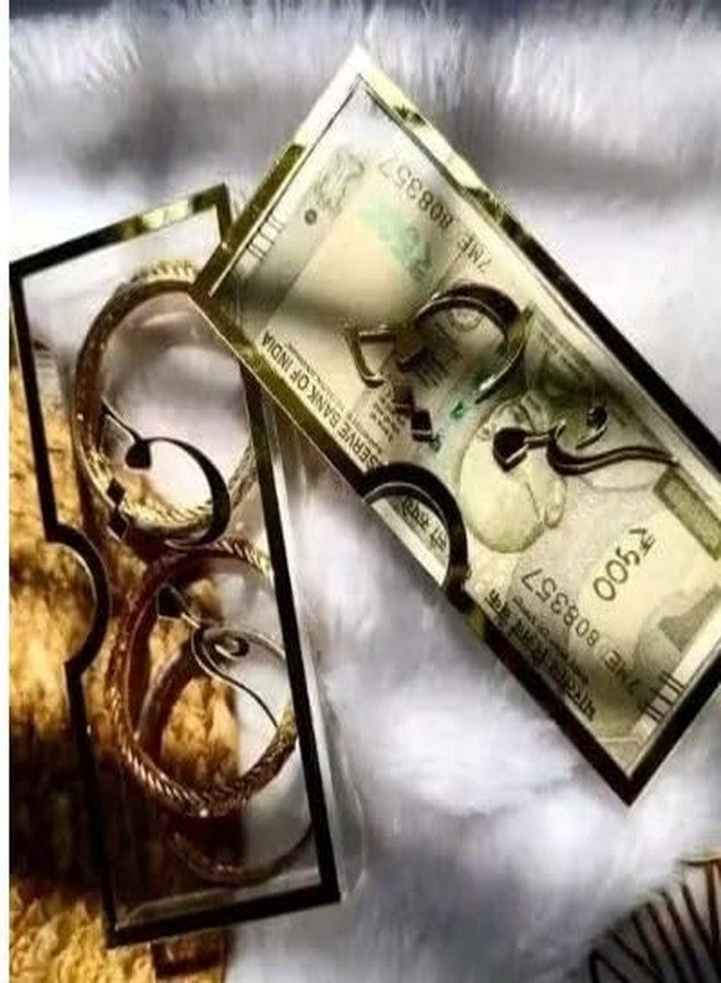 علبة هدايا نقود من الأكريليك من فان كاسا تحمل اسم حق ماهر، مزينة بنقش أردو ذهبي، شفافة، 16×8×4 سم، تتسع لما يصل إلى 100 ورقة نقدية - Image 4
