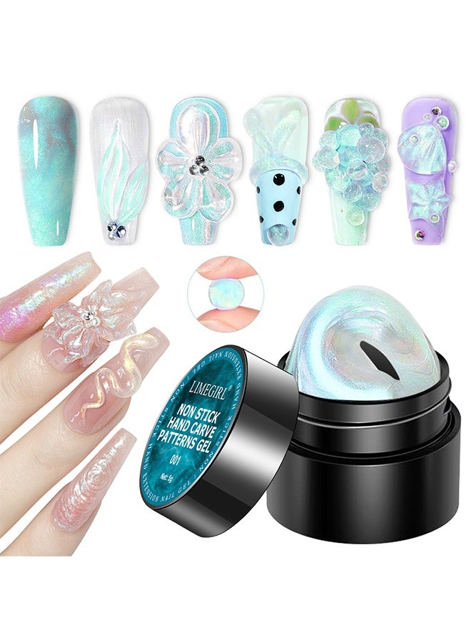 LIMEGIRL Non Stick Hand Carve Patterns Gel, Non-sticky Aurora Extended Glue, Malleable Glue for Shaping, Phototherapy Nail Polish, Acrylic Nail Glue 5g - Image 1