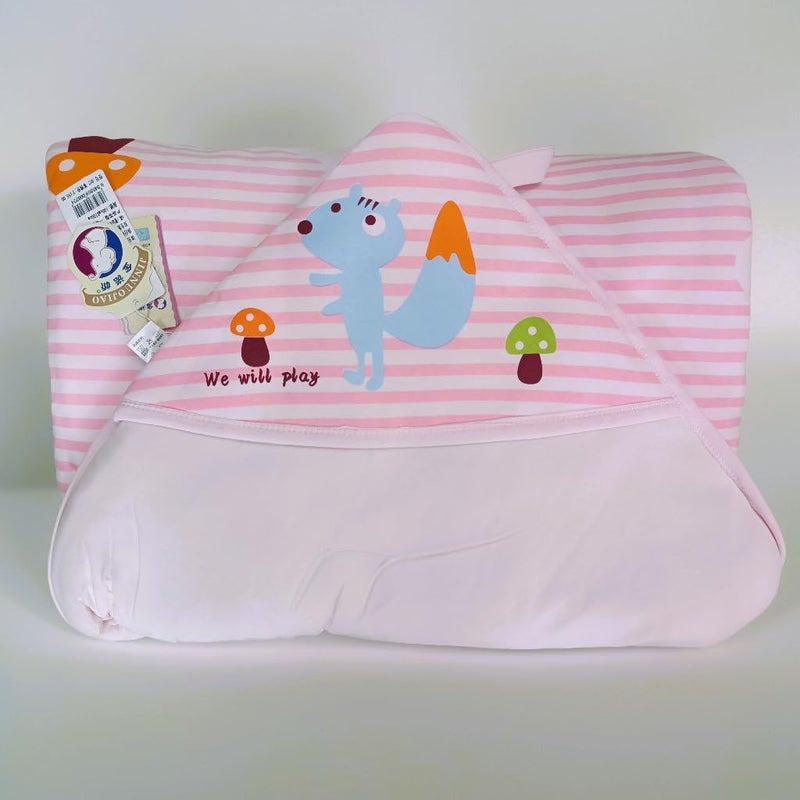 Cuteably Baby Supersoft Bedding Sleeping Bag with Hat, Newborn to 2 Years, Cotton, with Dori Closure(100 * 100 Cm) (Pink) - Image 1