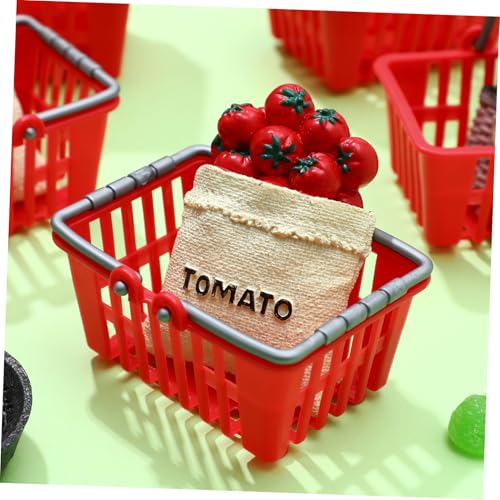NUOBESTY 10Pcs Mini Shopping Basket Mini Supermarket Cart Tiny Plastic Retail Shopping Baskets with Handles for Kids Party Favors Dool House Ornament Red - Image 3